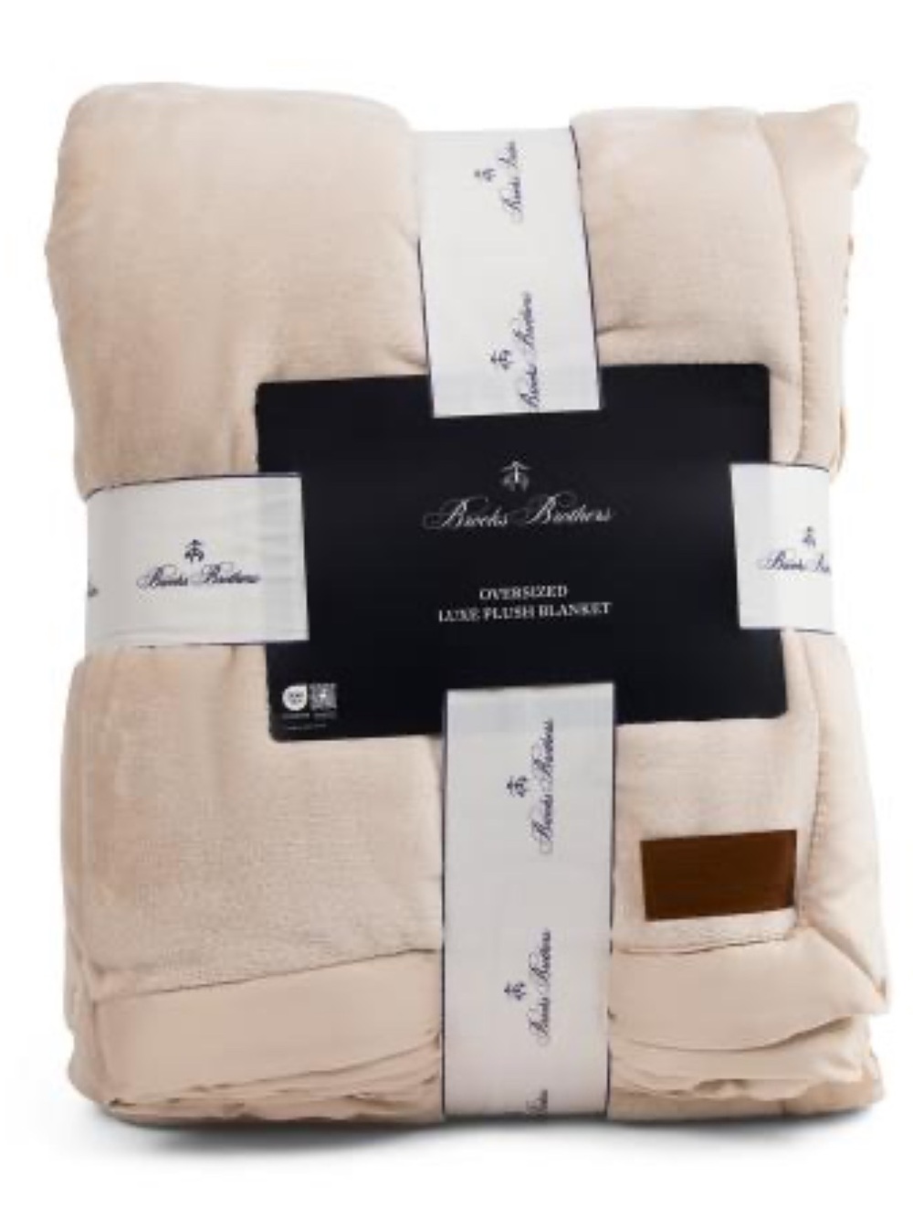 BROOKS BROTHERS solid fleece blanket with satin trim